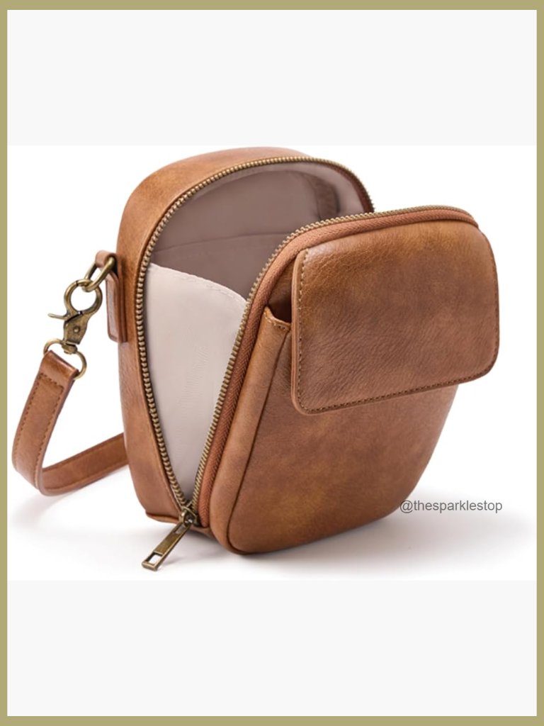 Vegan Leather Crossbody Bag With Rfid Protection And Card Slots